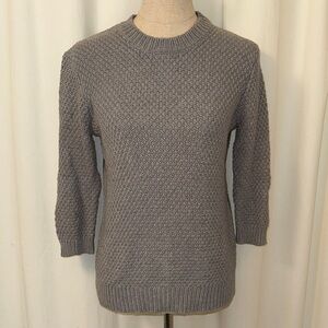 Theory Gray Cotton/Cashmere Sweater w/ 3/4 Sleeves SZ M